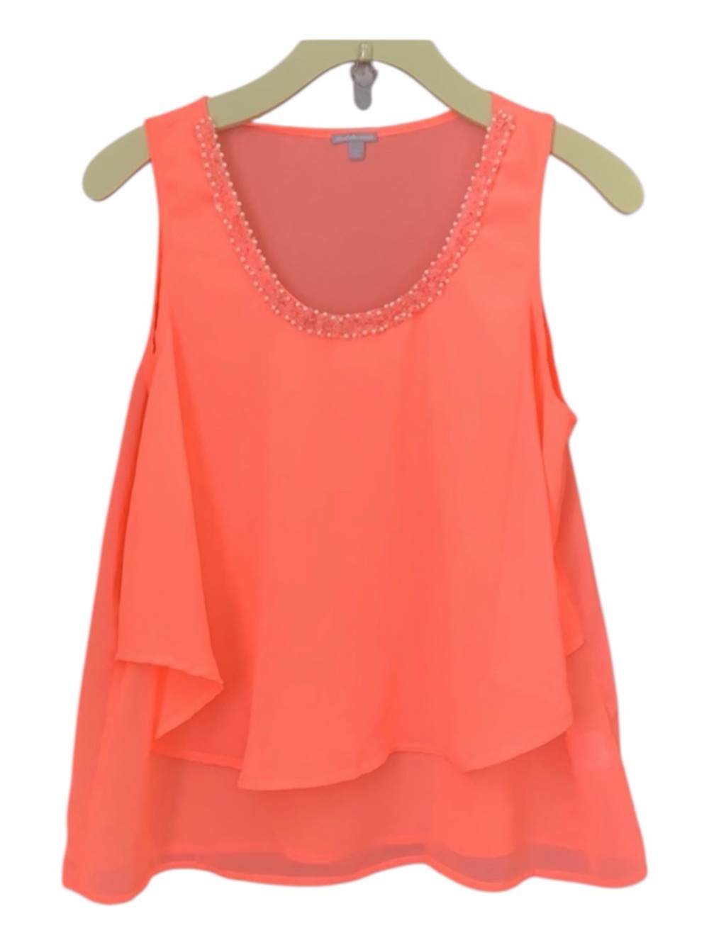 Charlotte Russe Coral Embellished Neckline Tank